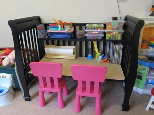 6. The Crib-Turned-Table Hack