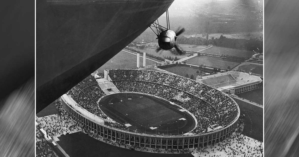 The Hindenburg Flies Over the 1936 Olympic Games